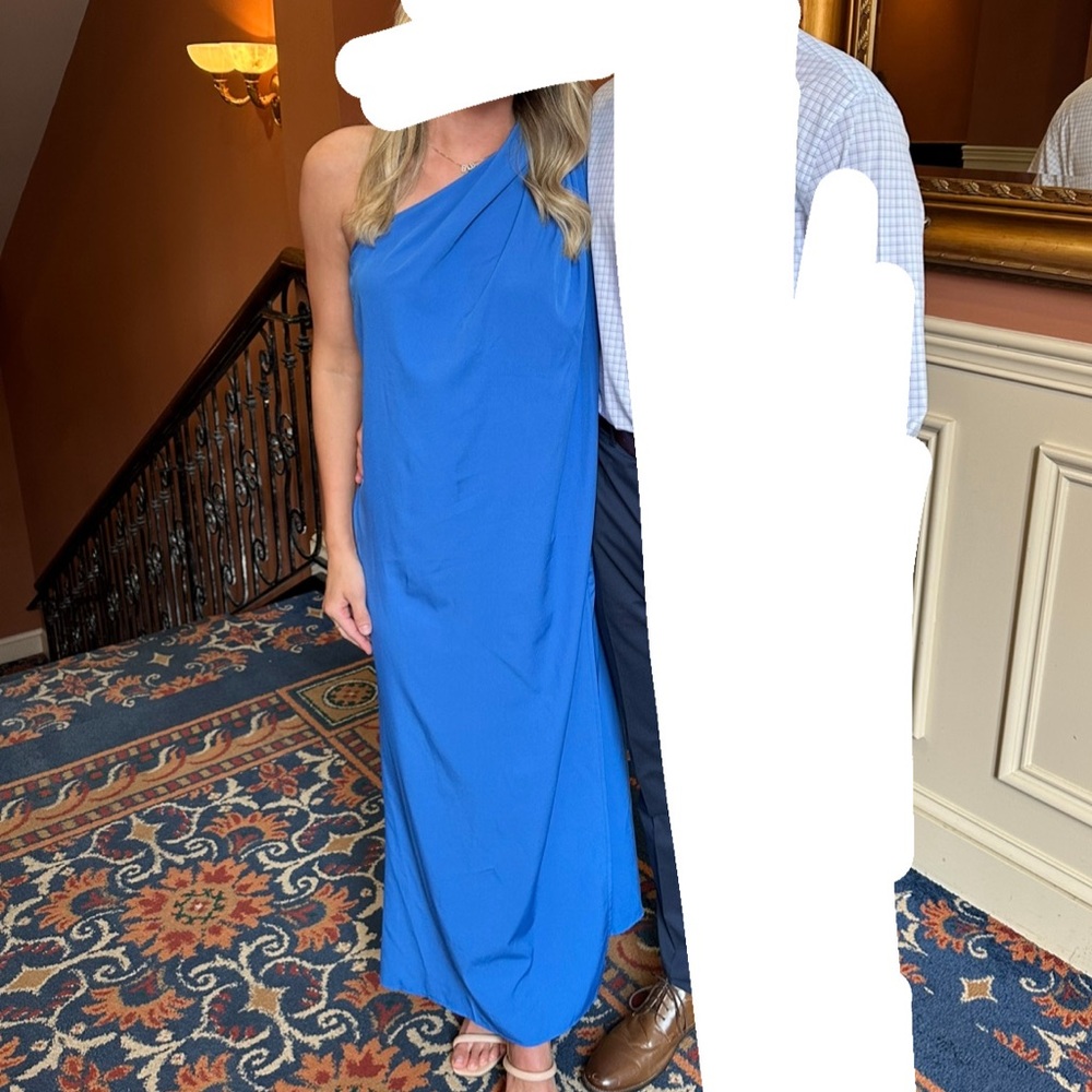 Elegant Blue One-Shoulder Dress